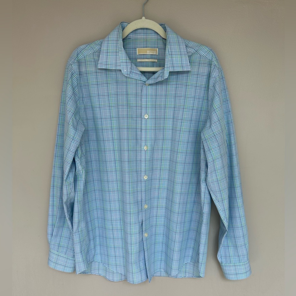 Michael Kors Slim Fit Checkered Button-Up Shirt